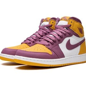 Air Jordan 1 High Limited Edition OG Brotherhood Purple Yellow Leather Sneakers